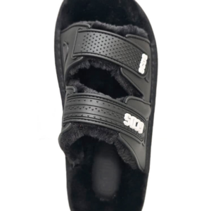 כפכפי פלטפורמה שחורים FURRY SLIDES GCDS