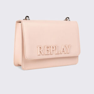 תיק צד בצבע ורוד בהיר עם לוגו מובלט FW3000