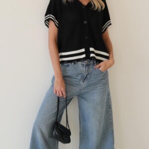 סריג קפוצ׳ון BUTTONS שחור ANTIGO