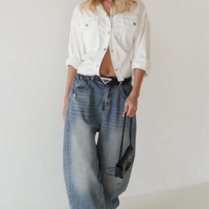 מכופתרת פישתן OVERSIZE לבן ANTIGO 60190