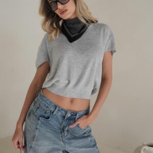 סריג וי LIVE מטפחת אפור ANTIGO