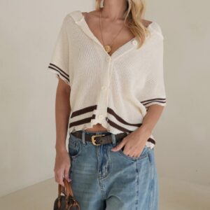 סריג קפוצ׳ון BUTTONS לבן ANTIGO