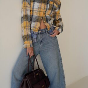 מכופתרת DOUBLE SQUARE צהוב ANTIGO 60182