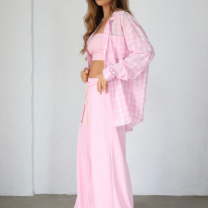 BOMBES חליפת 3 חלקים משבצות ורודה