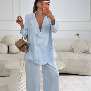 חליפה סאטן ליאן תכלת