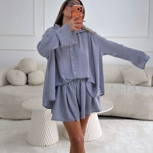 חליפה שורט לילך תכלת